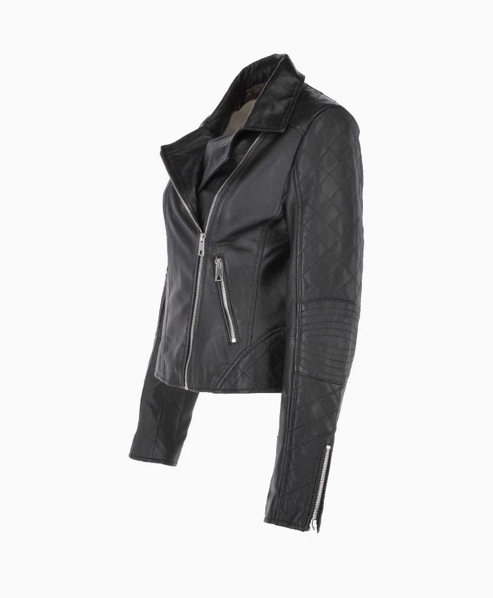 Leather Biker Jacket Black Modesto