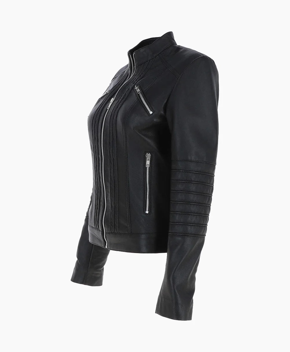 Leather Biker Jacket Black Arcadia