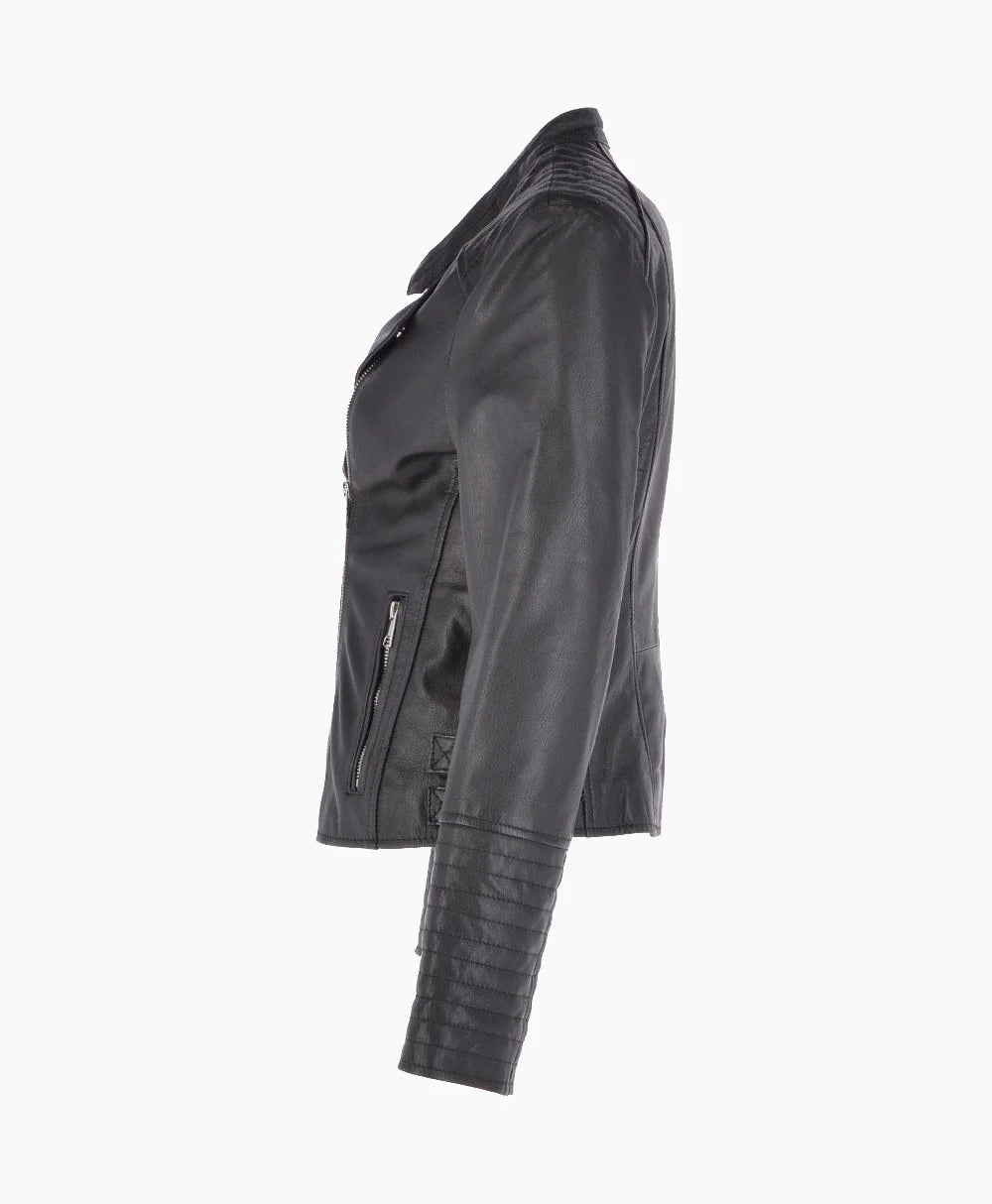 Leather Biker Jacket Black Costa Mesa