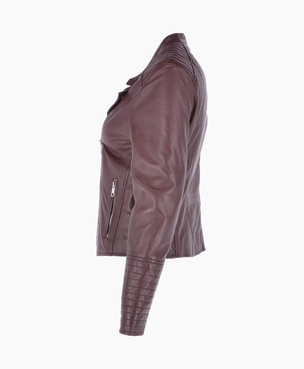 Leather Biker Jacket Oxblood Costa Mesa