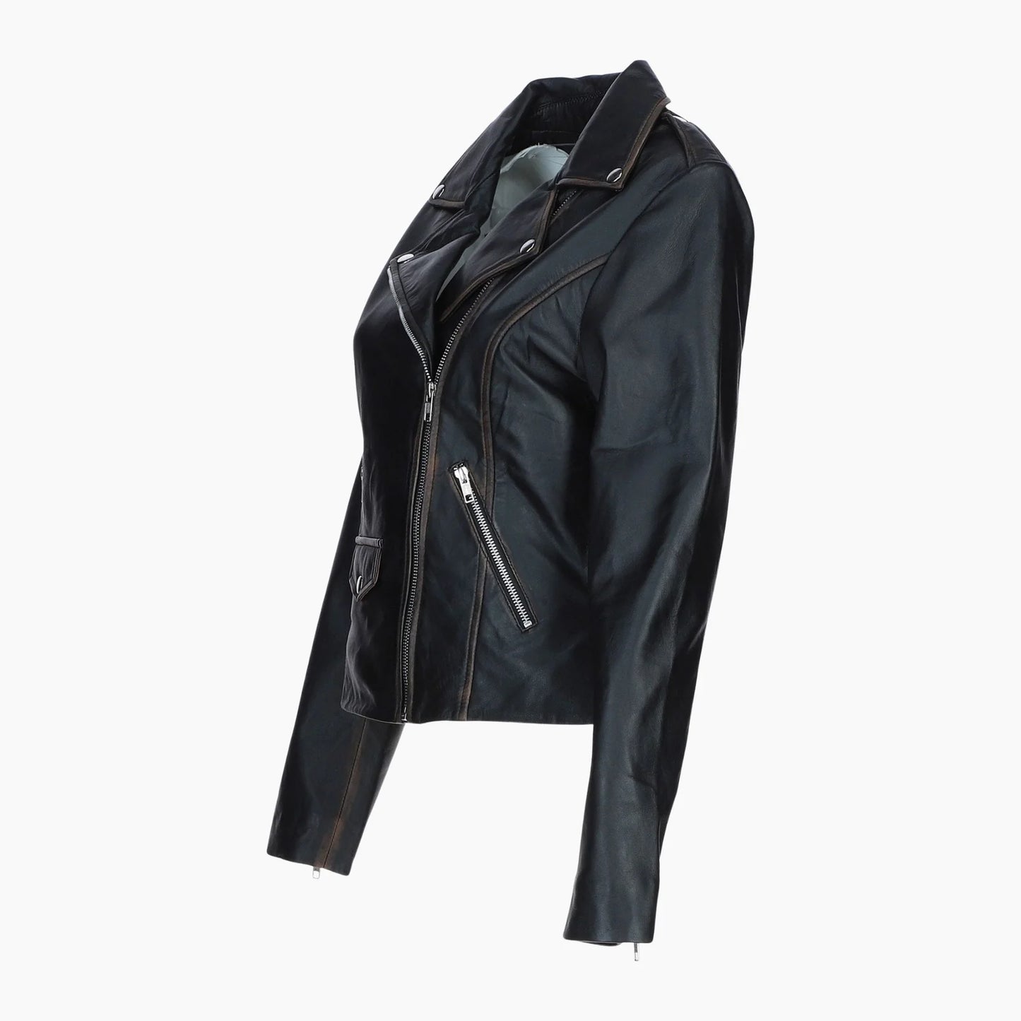 Exquisite Leather Ladies Biker Jacket Black Ruboff