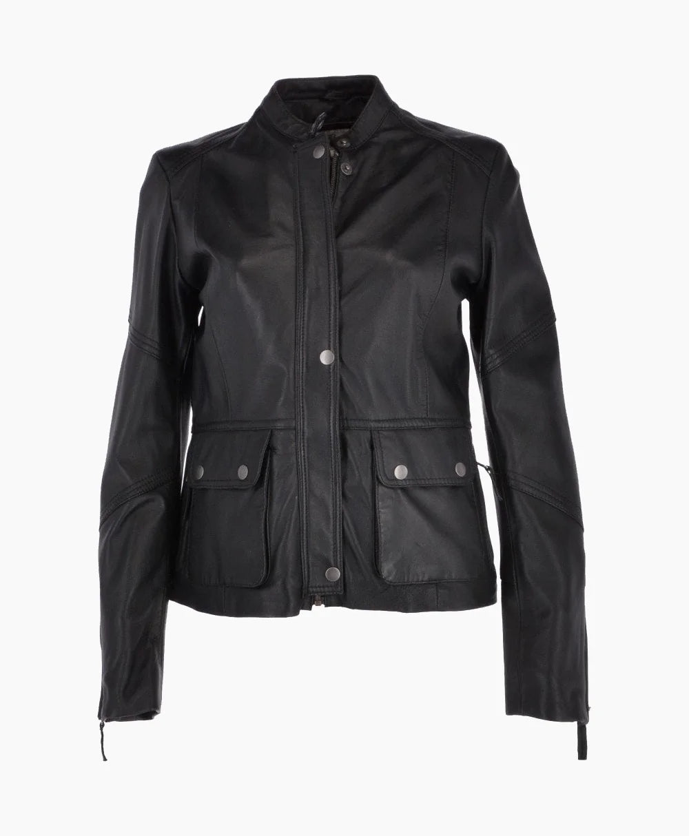 Leather Biker Jacket Black Bedford