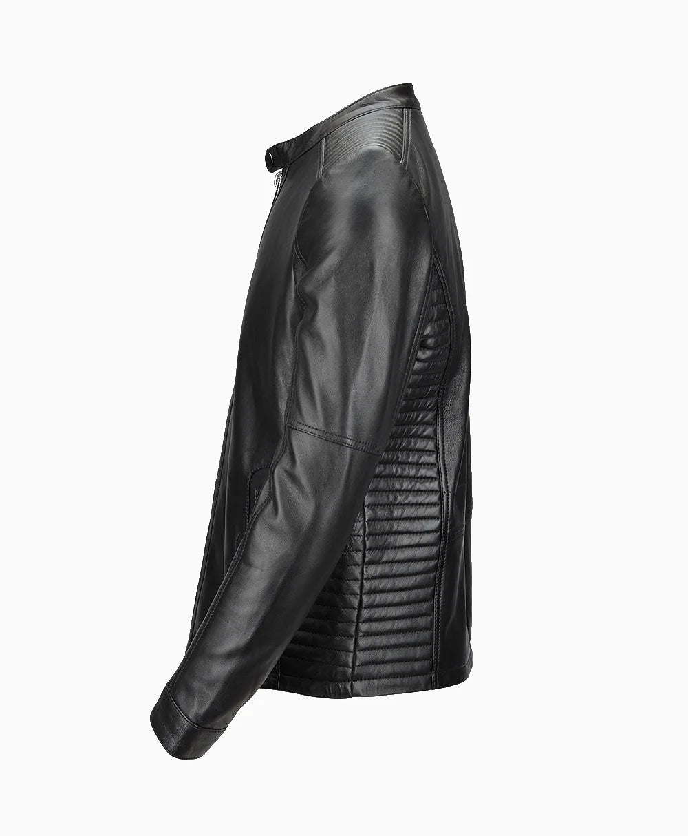 Leather Biker Jacket Black Detroit