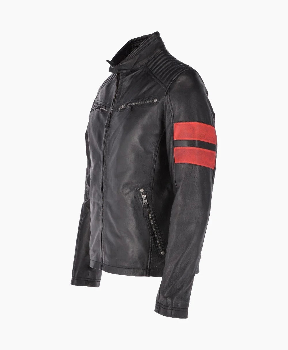 Leather Biker Jacket Black Gilbert