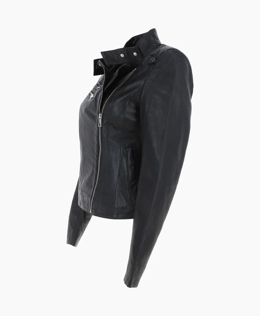 Leather Biker Jacket Black Kodiak