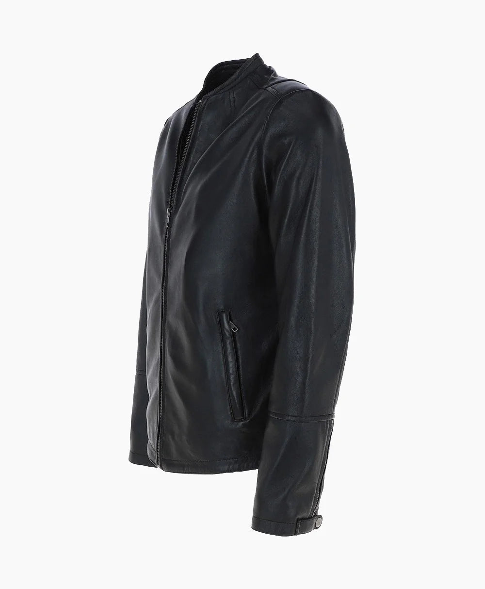 Leather Biker Jacket Black Moreno