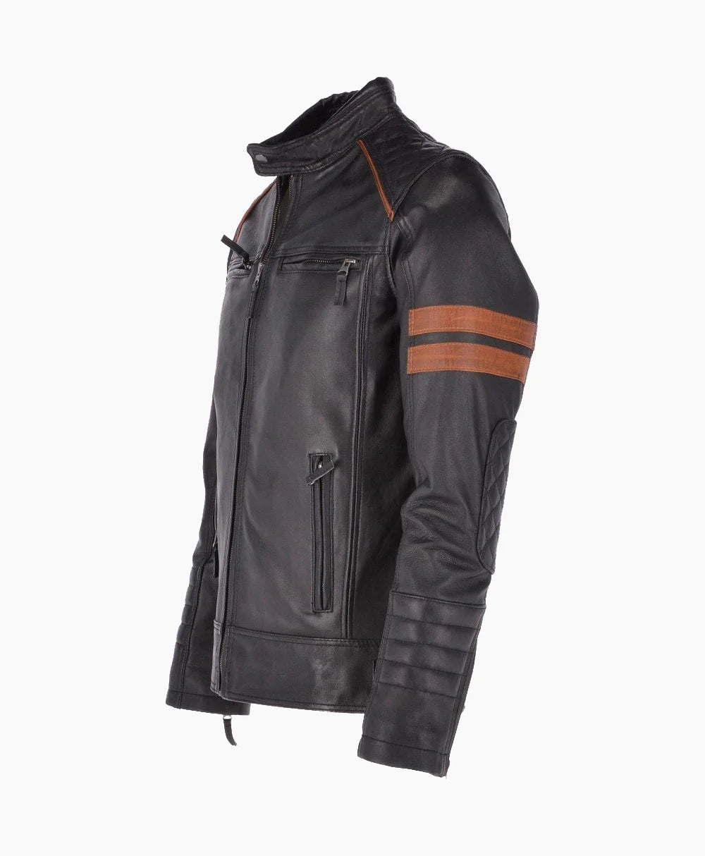 Leather Biker Jacket Black Norfolk