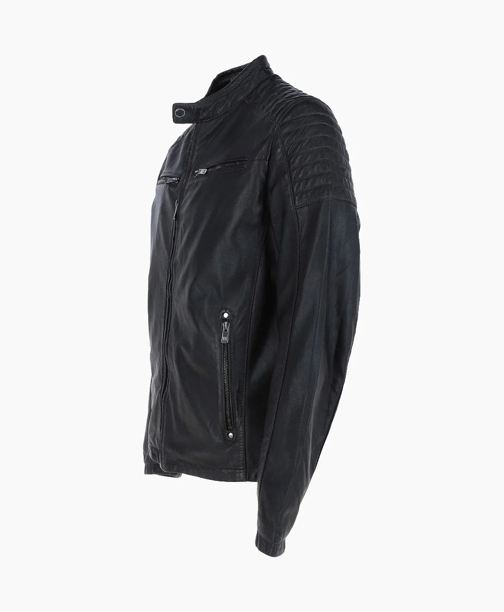 Leather Biker Jacket Black Oxnard