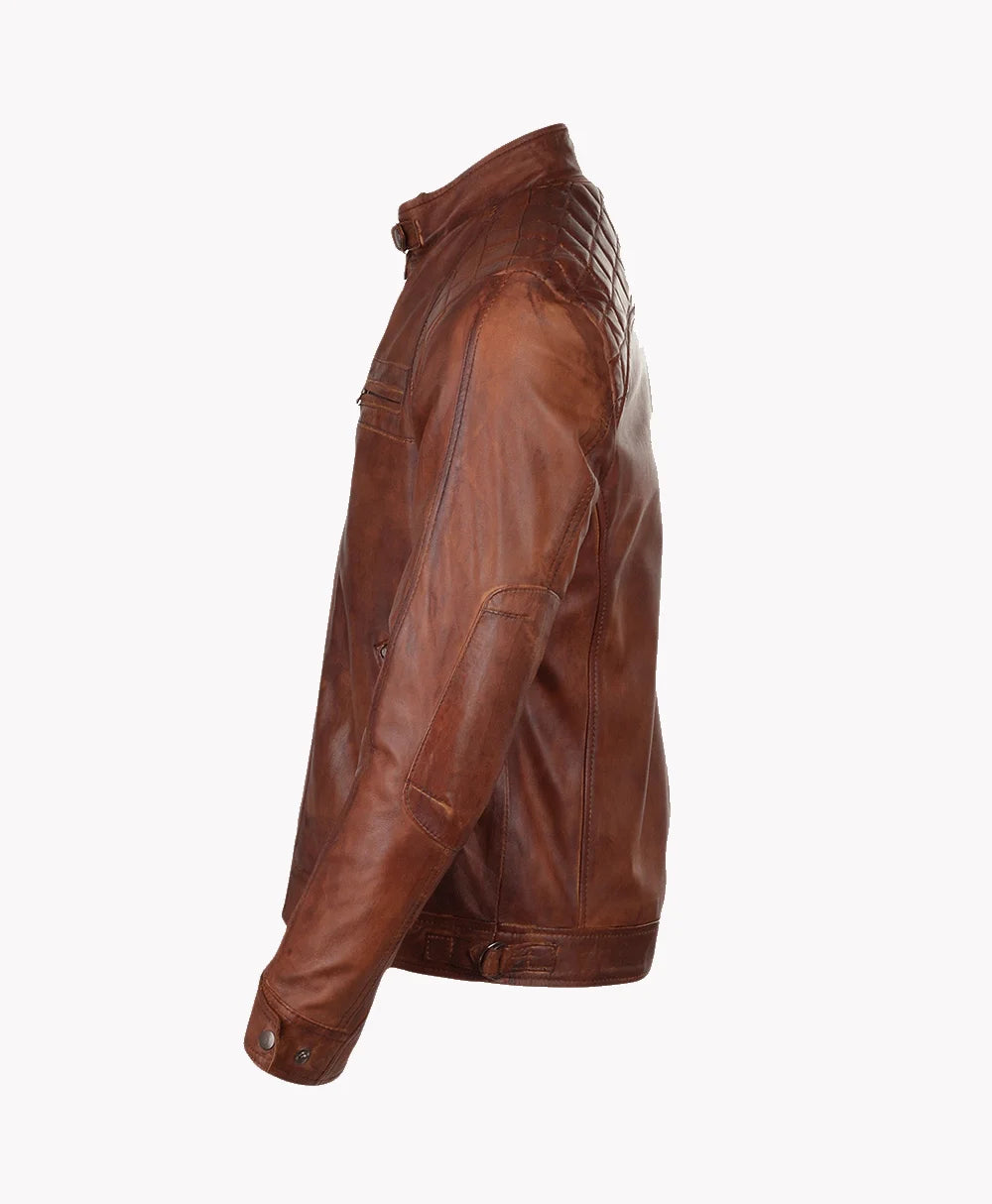 Leather Biker Jacket Tan Charlotte