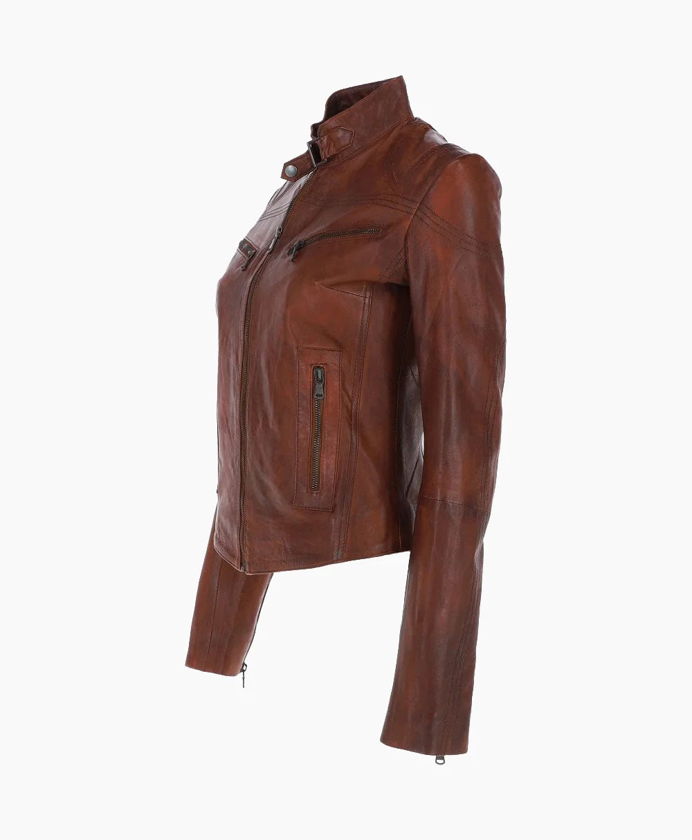 Leather Biker Jacket Vin Tan Alton