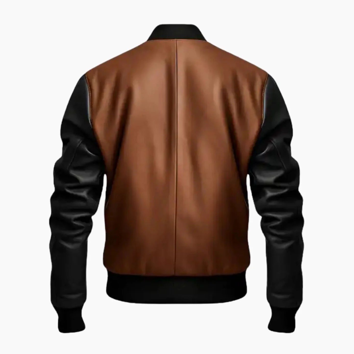 Men’s Black and Brown Bomber Leather Jacket