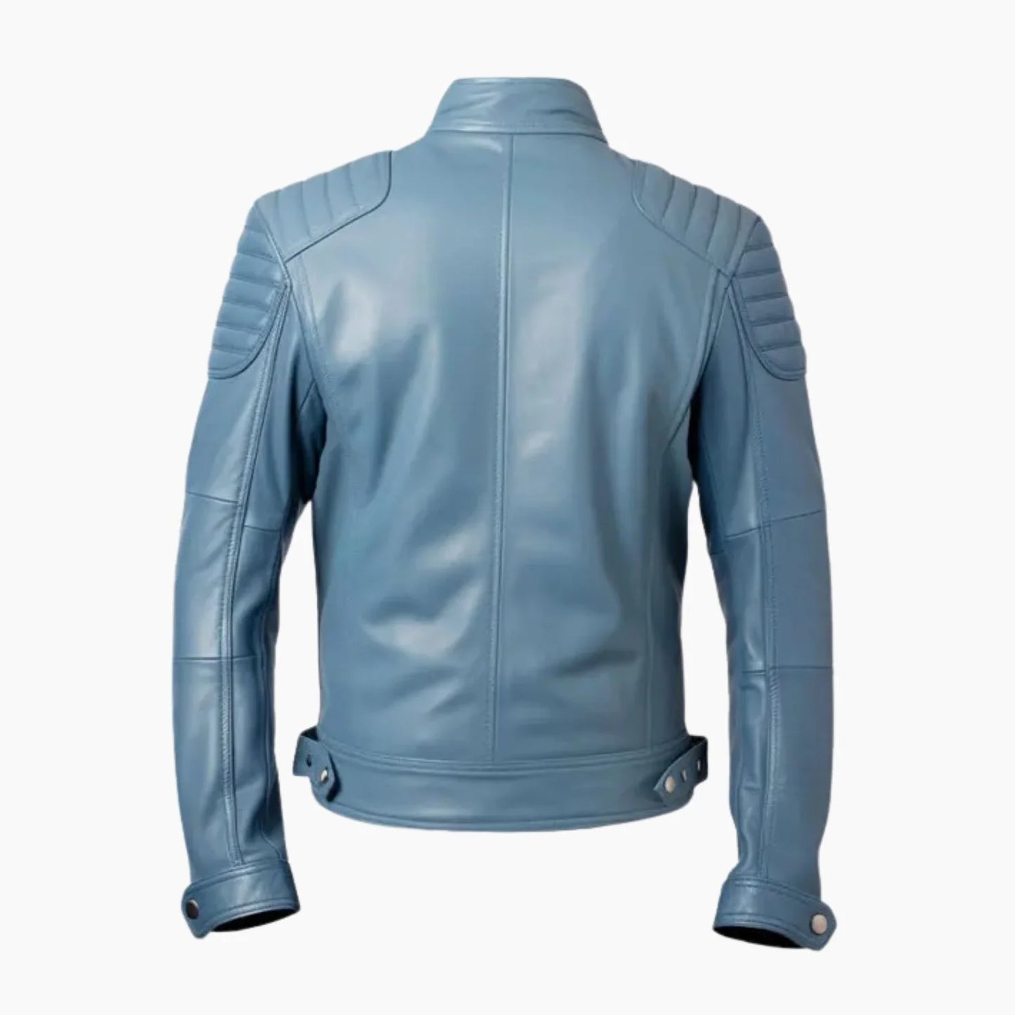 Men’s Blue Cafe Racer Leather Jacket