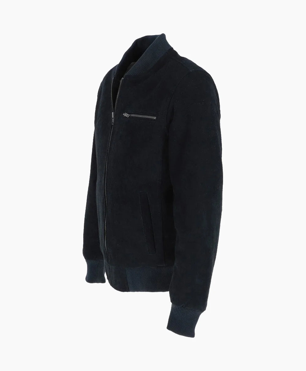 Suede Bomber Jacket Navy Mesa