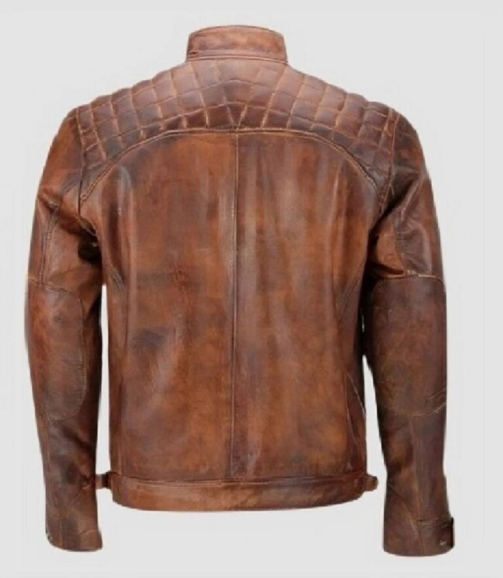 Men Brown Leather Jacket for Cafe Racer Cut