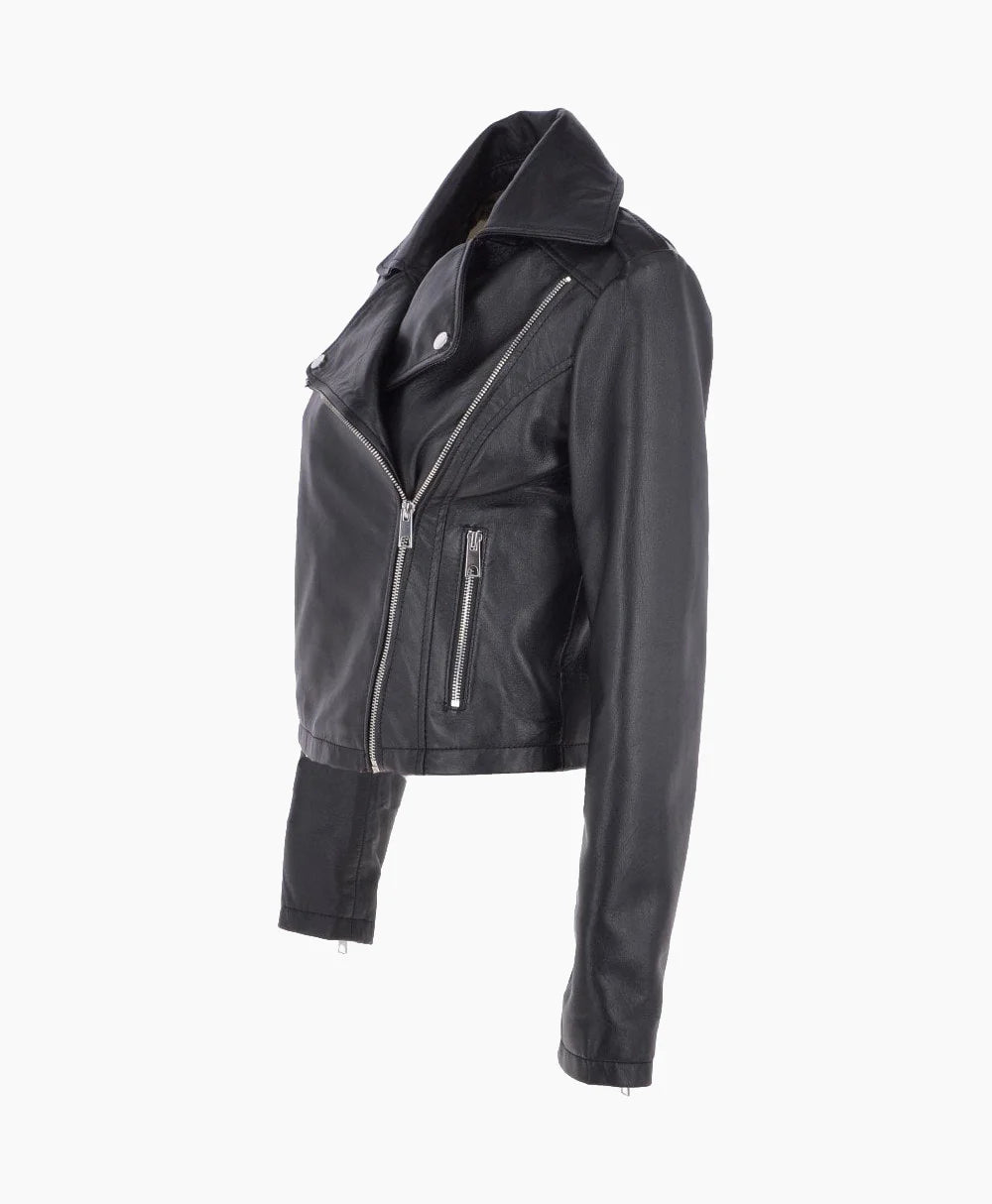Leather Biker Jacket Black Calexico