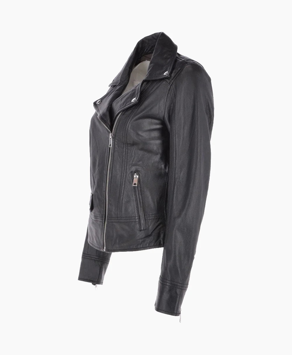 Leather Biker Jacket Black Florence