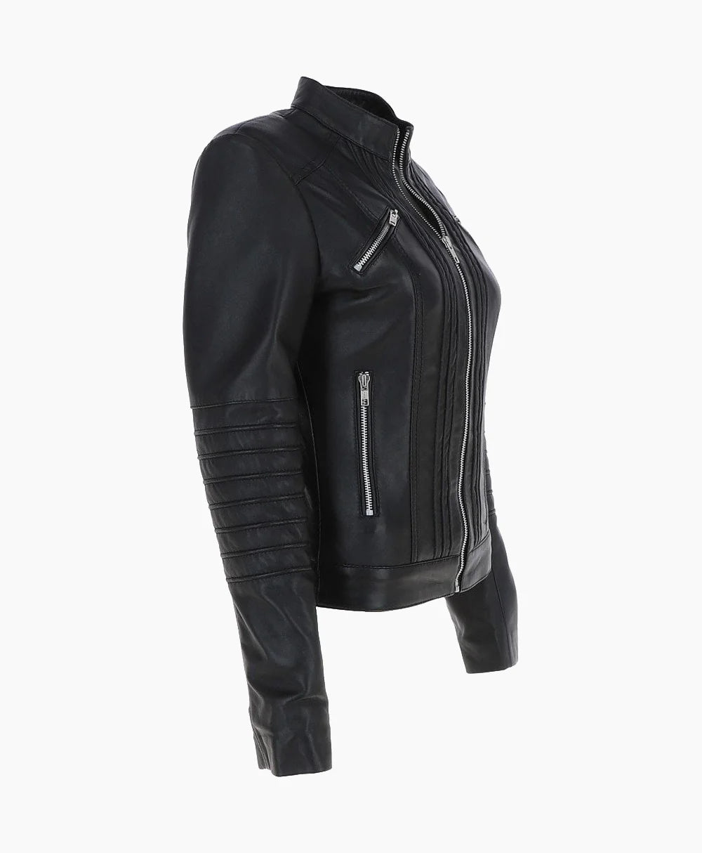 Leather Biker Jacket Black Arcadia