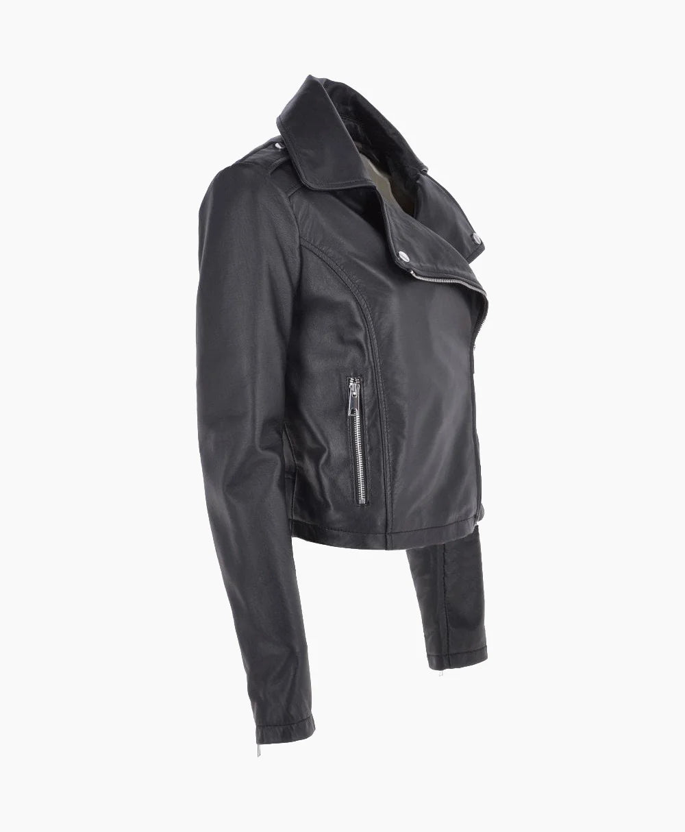 Leather Biker Jacket Black Calexico