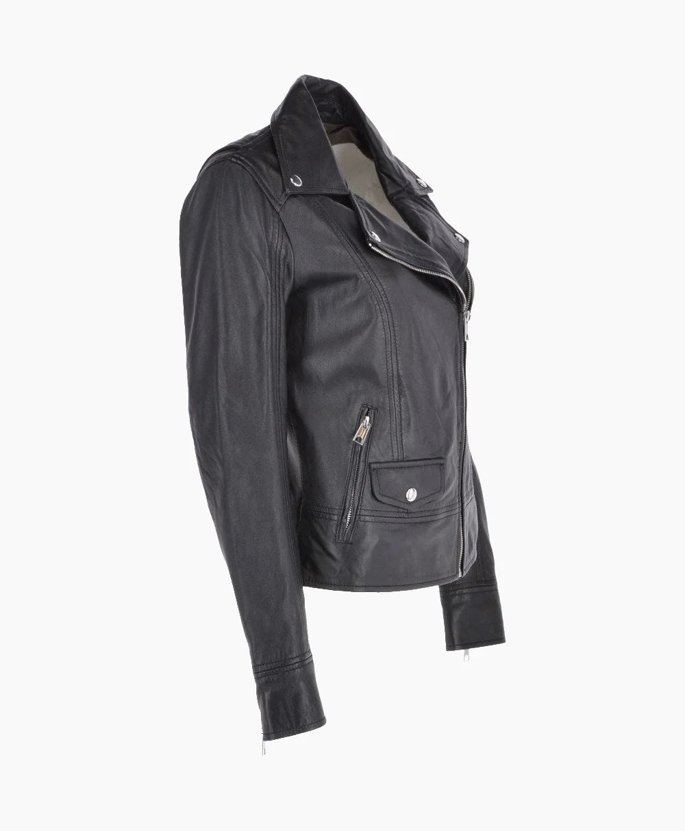 Leather Biker Jacket Black Florence