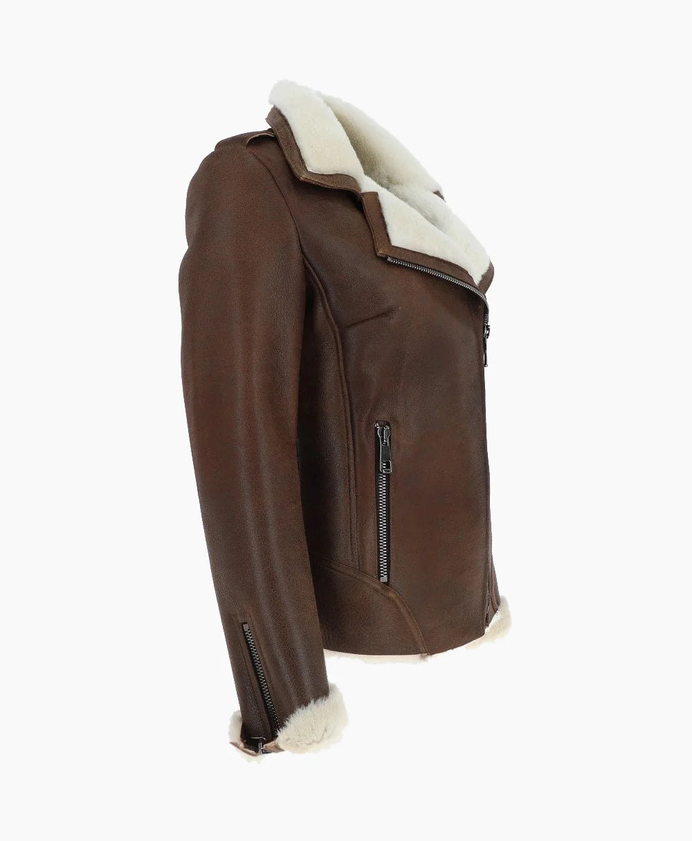 Shearling Leather Jacket Brown Alexander