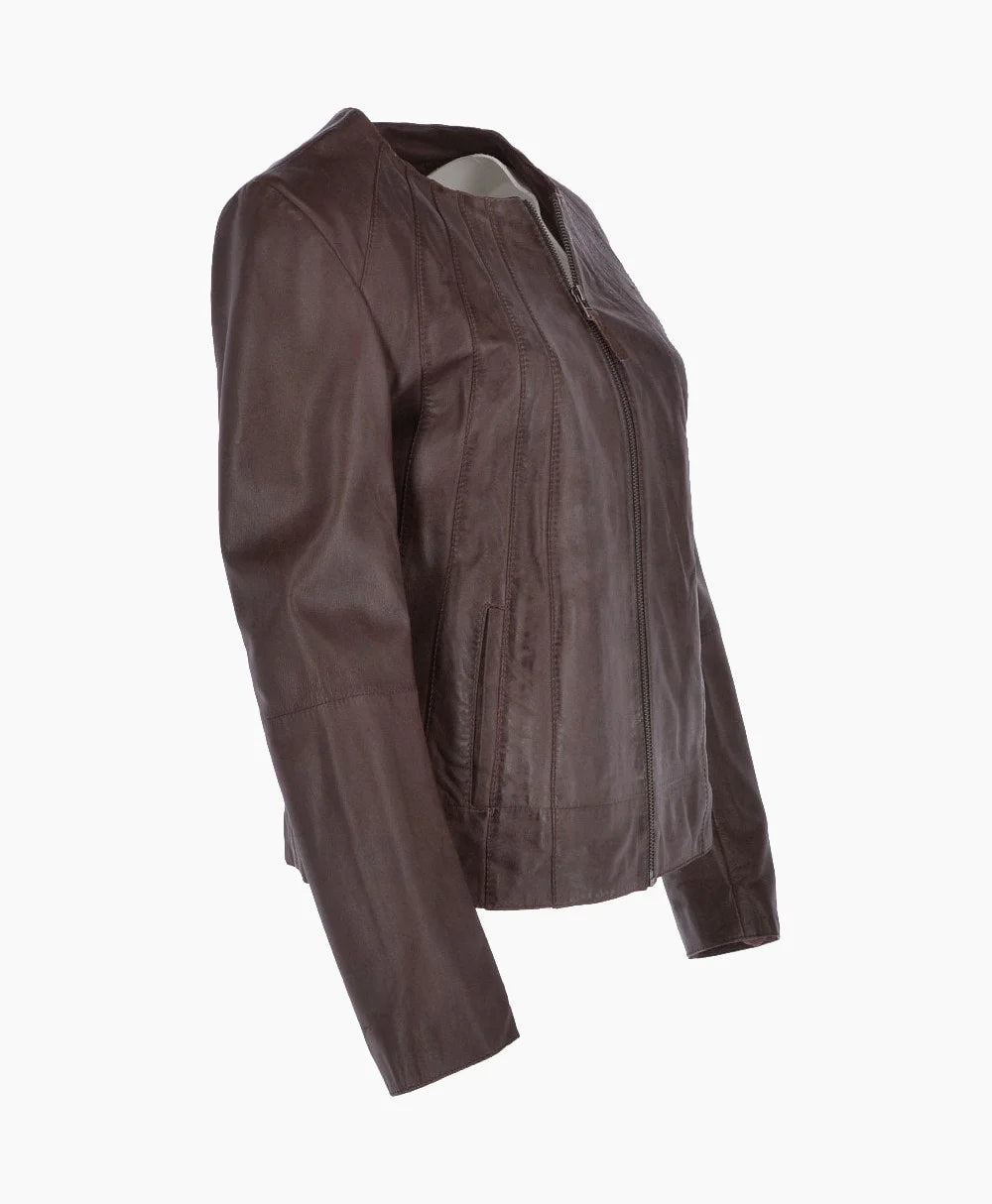 Leather Jacket Brown Carmel