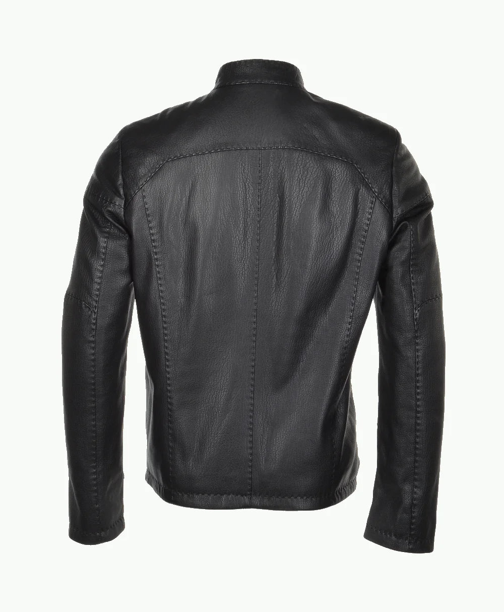 Full Grain Leather Jacket Black Columbus