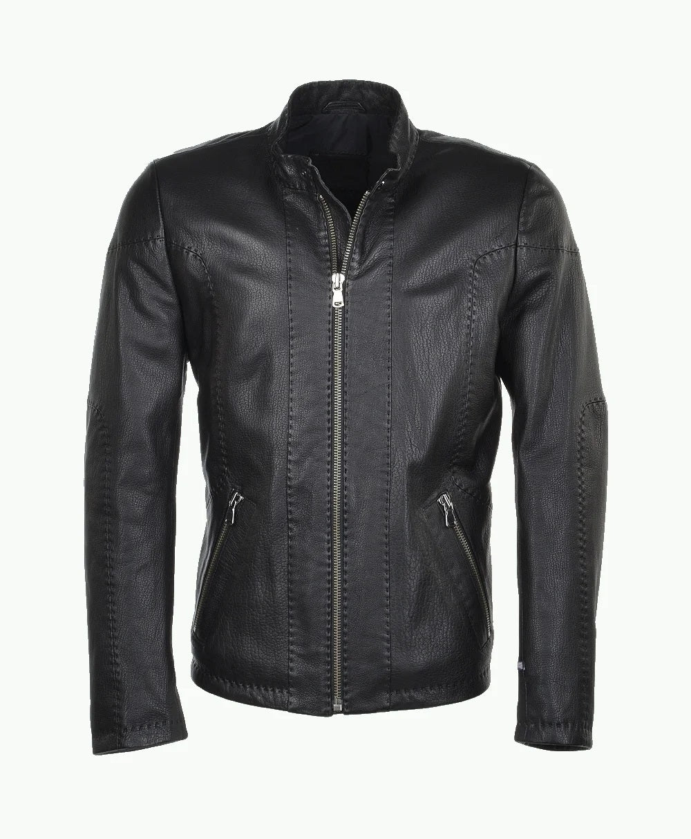 Full Grain Leather Jacket Black Columbus