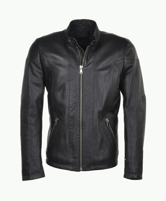 Full Grain Leather Jacket Black Columbus