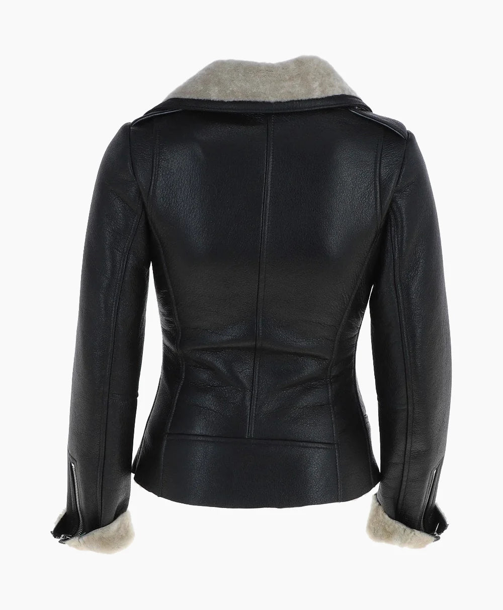 Shearling Leather Jacket Black Alexander
