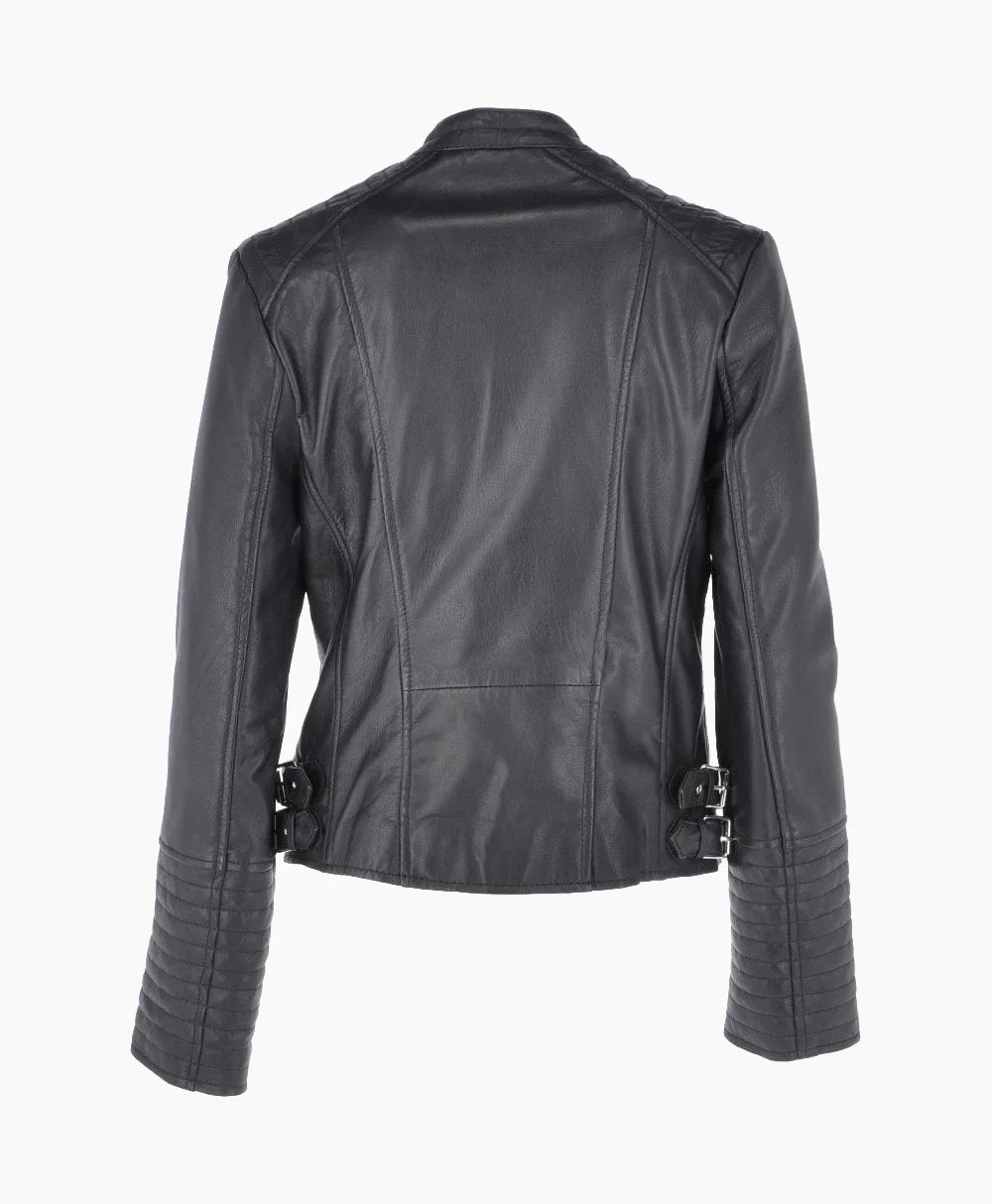 Leather Biker Jacket Black Costa Mesa