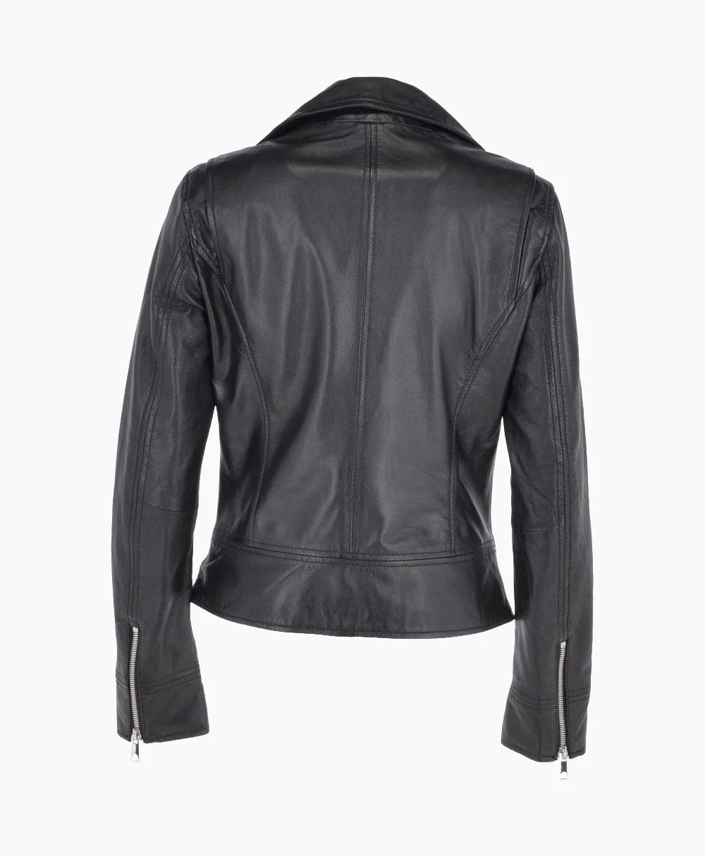 Leather Biker Jacket Black Florence