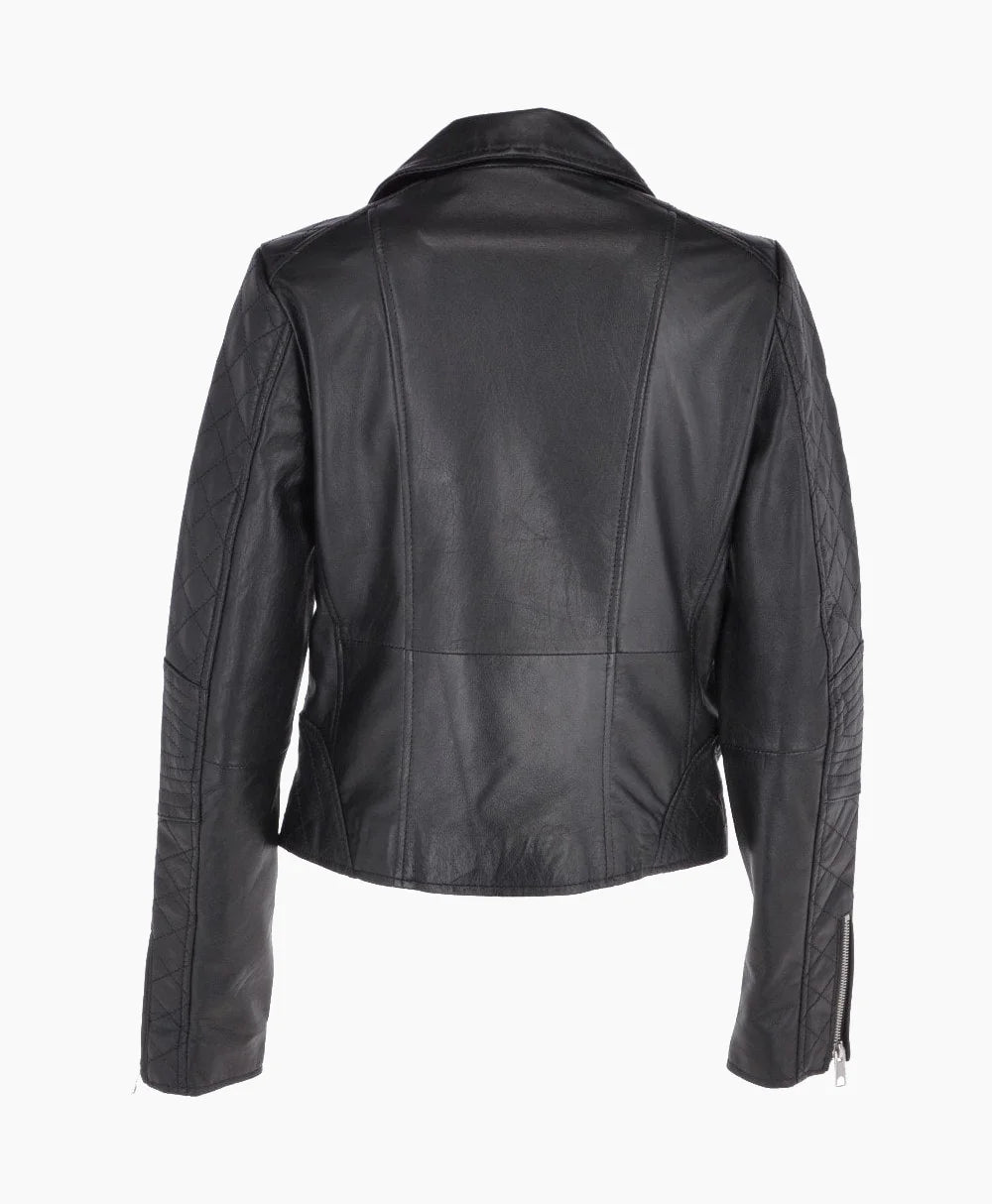 Leather Biker Jacket Black Modesto