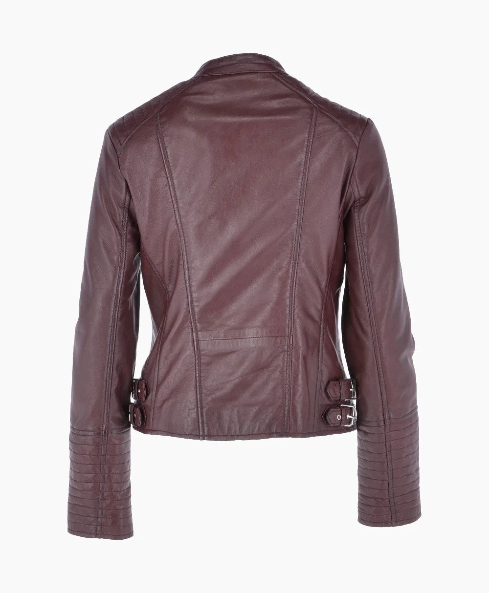 Leather Biker Jacket Oxblood Costa Mesa