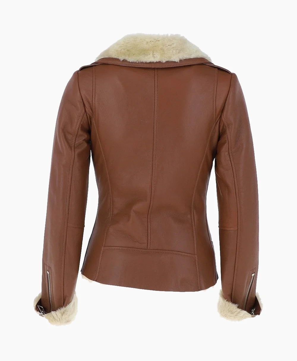 Shearling Leather Jacket Tan Alexander