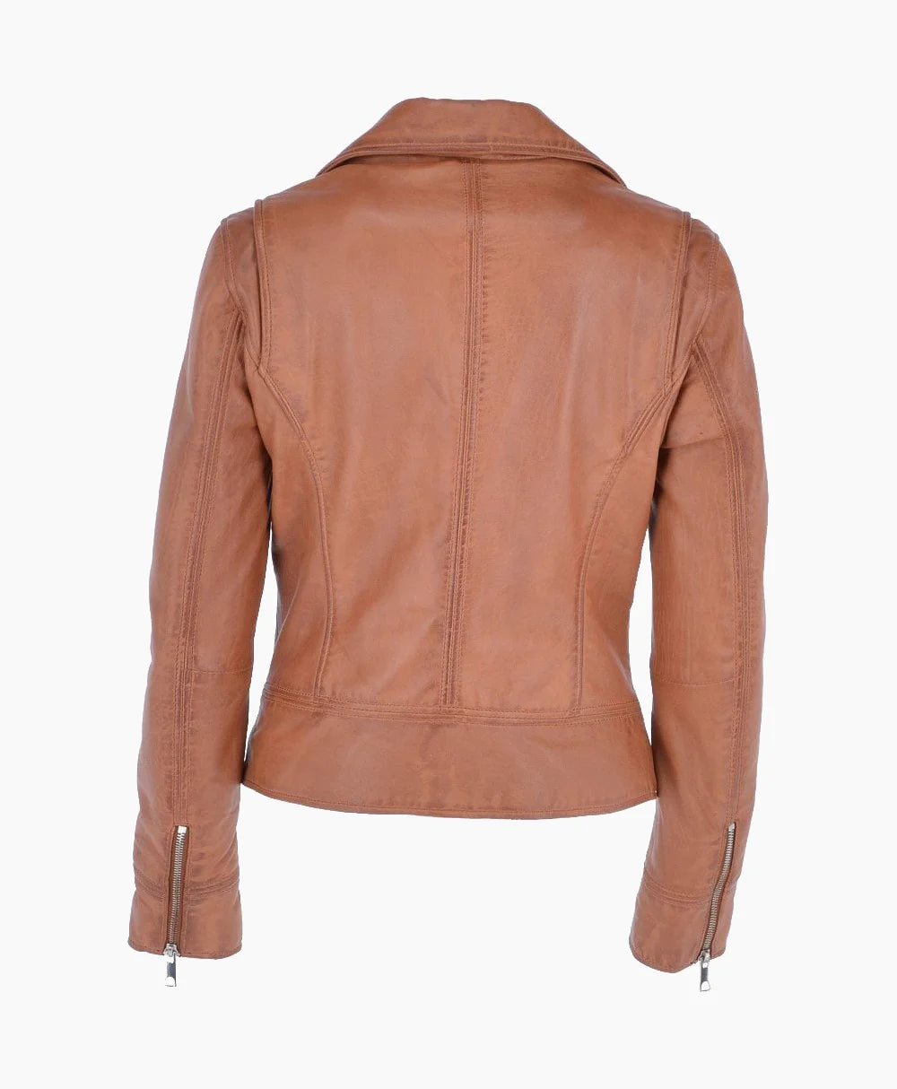 Leather Biker Jacket Tan Florence