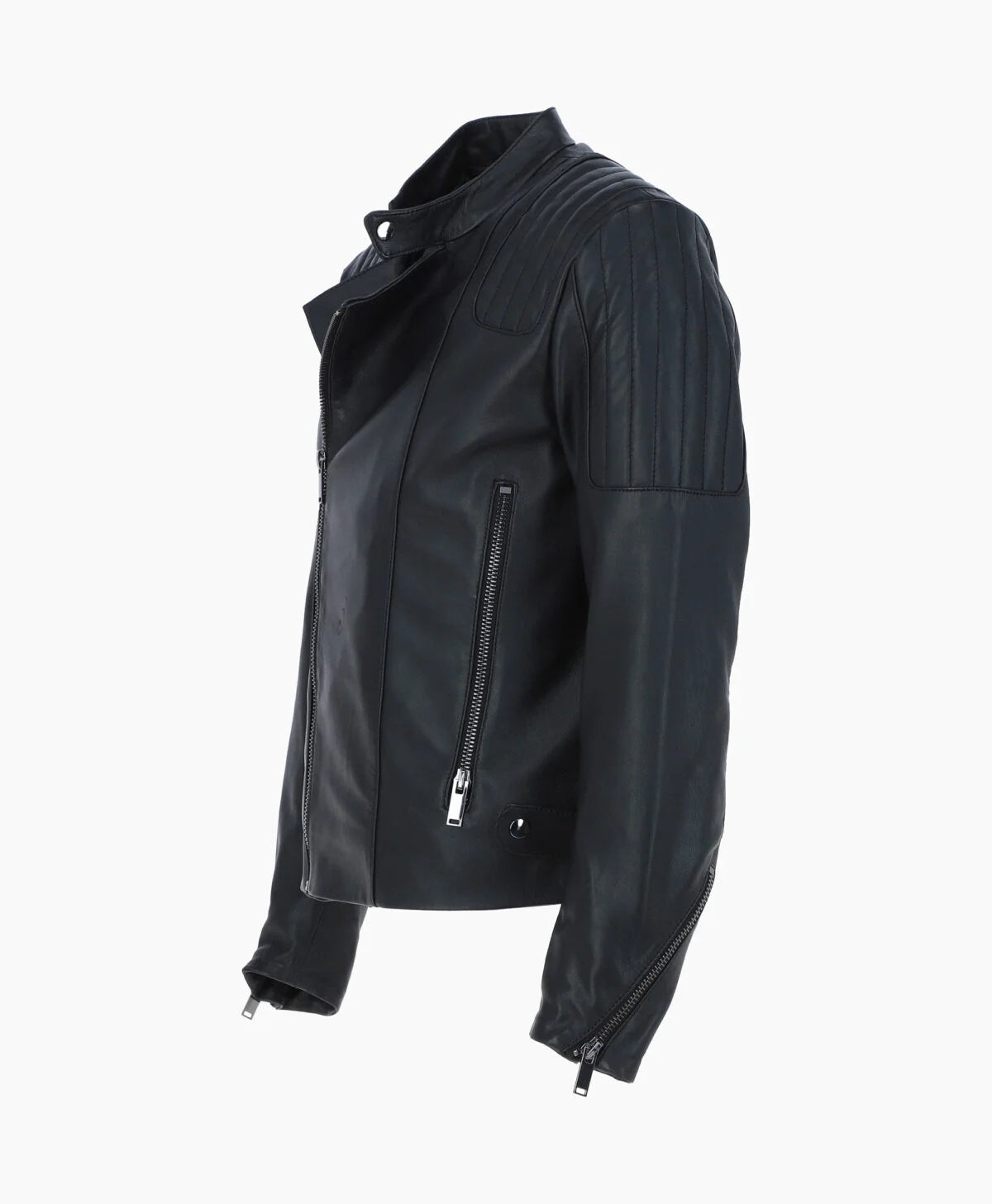 Leather Biker Jacket Black Charleston