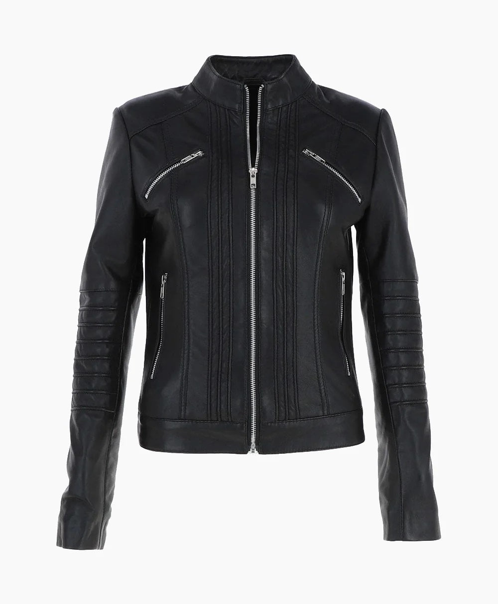Leather Biker Jacket Black Arcadia