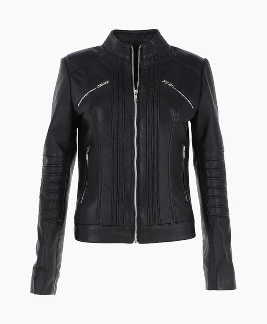 Leather Biker Jacket Black Arcadia