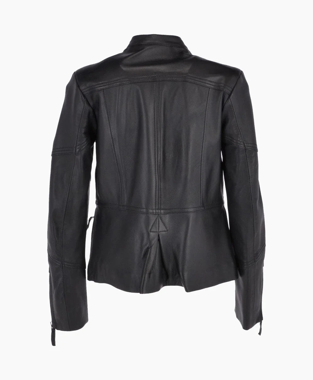 Leather Biker Jacket Black Bedford