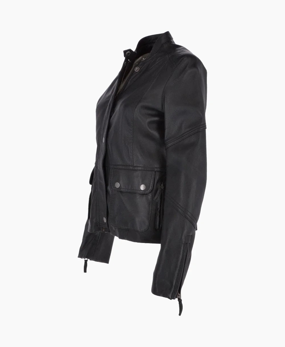 Leather Biker Jacket Black Bedford