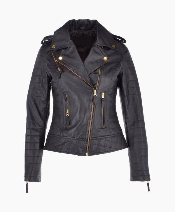 Leather Biker Jacket Black Brunswick