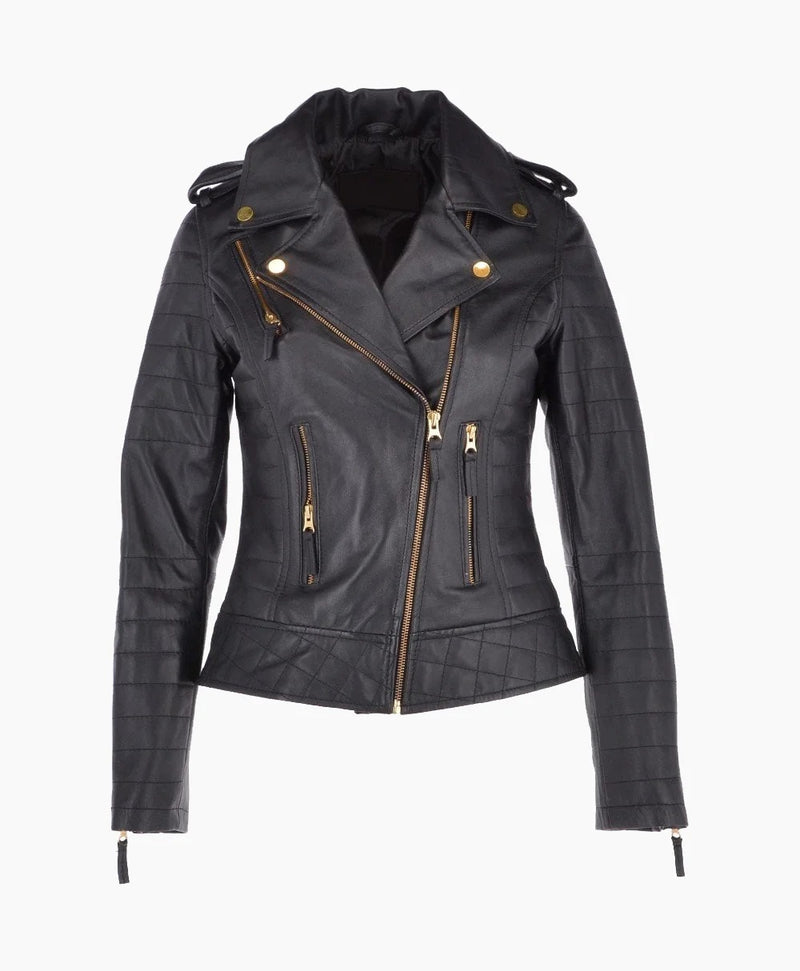 Leather Biker Jacket Black Brunswick