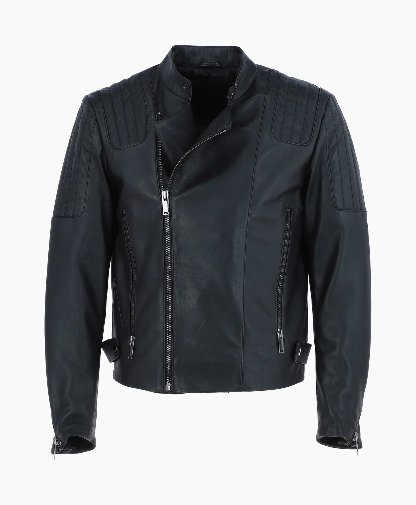 Leather Biker Jacket Black Charleston