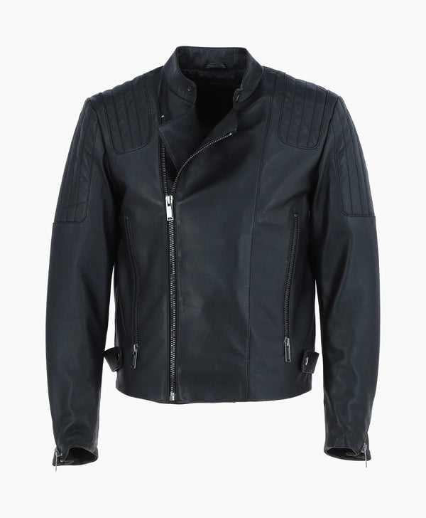 Leather Biker Jacket Black Charleston