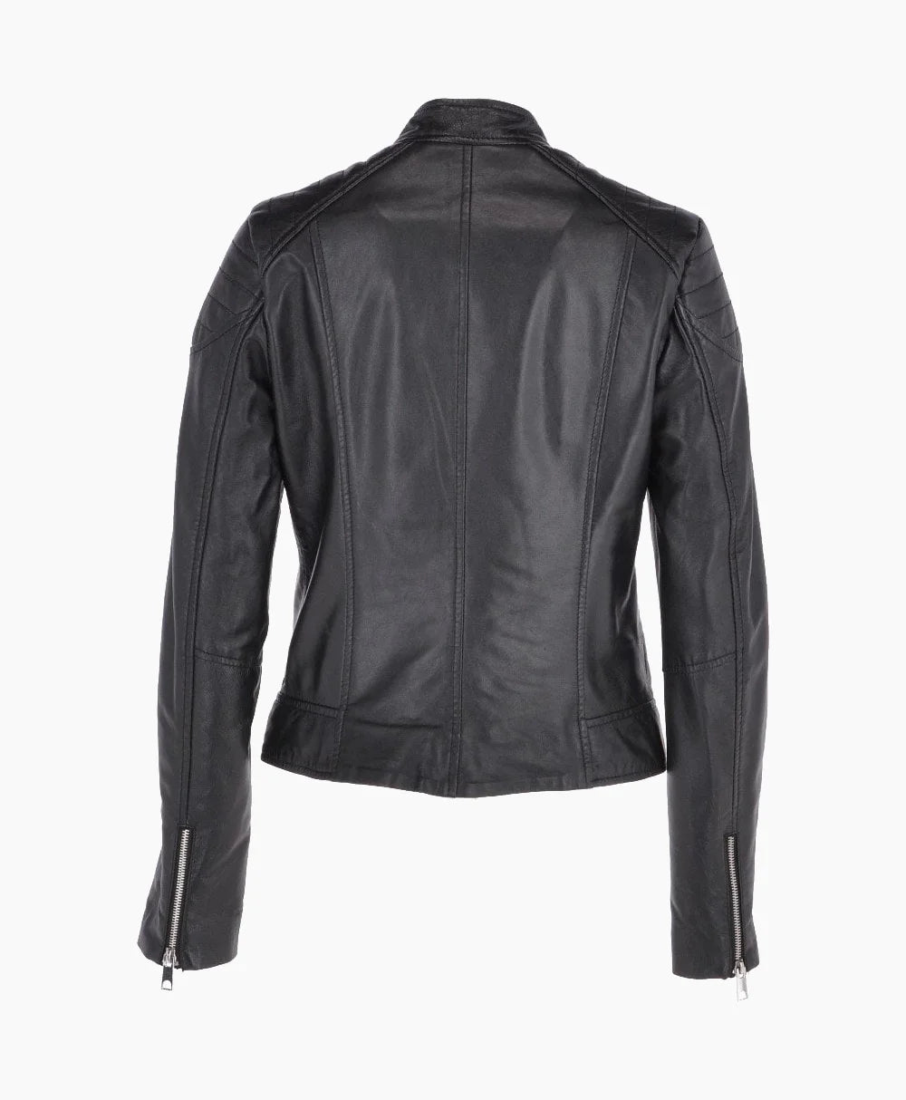 Leather Biker Jacket Black Chicopee