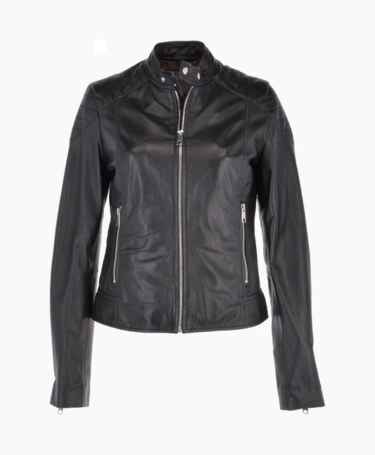 Leather Biker Jacket Black Chicopee