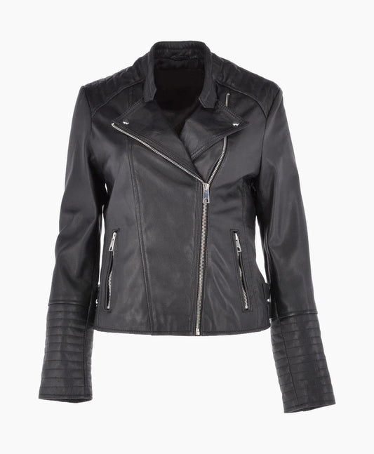 Leather Biker Jacket Black Costa Mesa