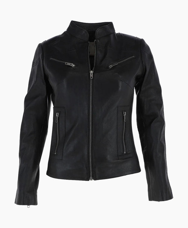 Leather Biker Jacket Black Derby