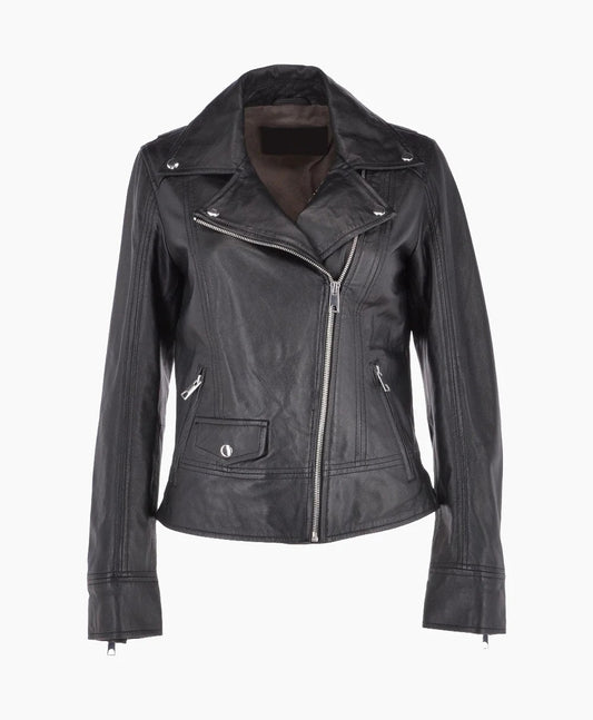Leather Biker Jacket Black Florence