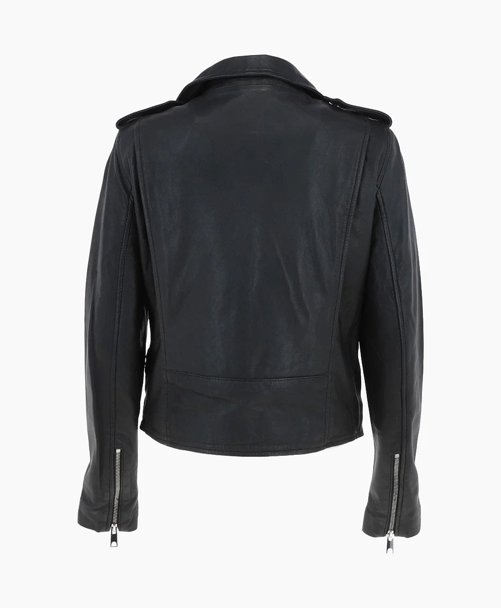 Leather Biker Jacket Black Geneva